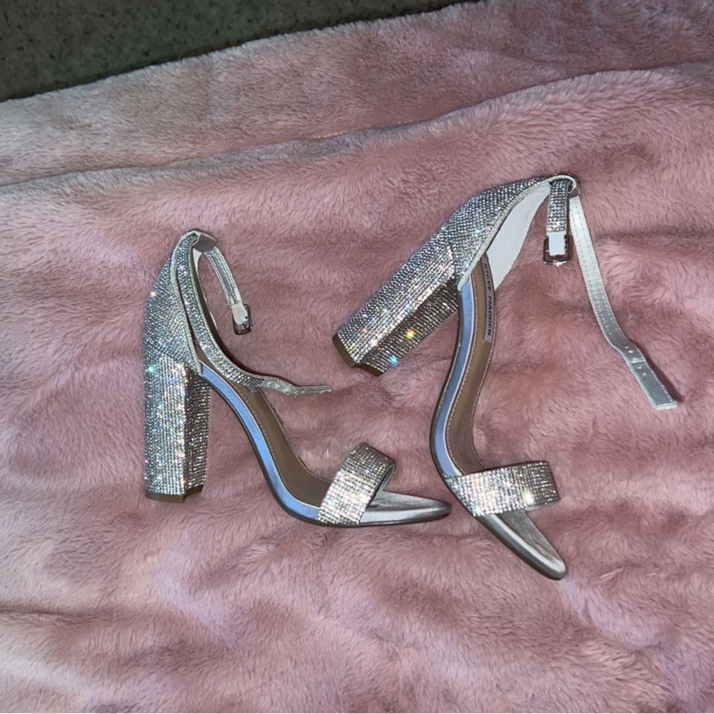 Steve Madden silver diamond heels